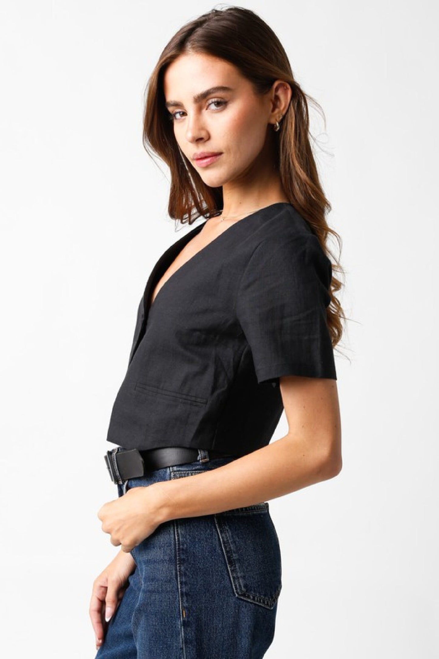 Alexis Crop Top – Black, Short Sleeve Stylish Fit